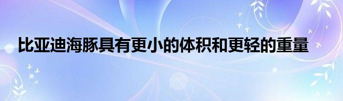 比亚迪海豚具有更小的体积和更轻的重量