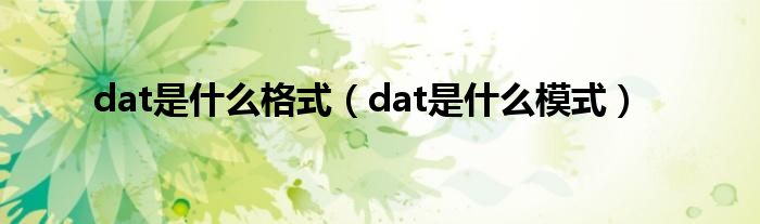 dat是什么格式（dat是什么模式）