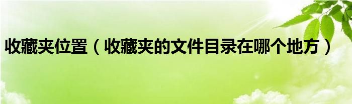 收藏夹位置（收藏夹的文件目录在哪个地方）