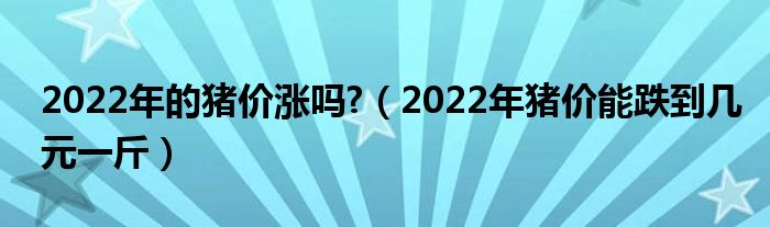 2022年的猪价涨吗?（2022年猪价能跌到几元一斤）