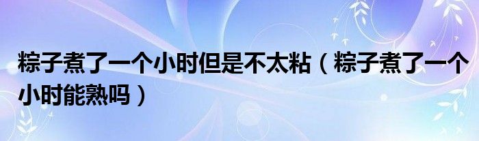 粽子煮了一个小时但是不太粘（粽子煮了一个小时能熟吗）