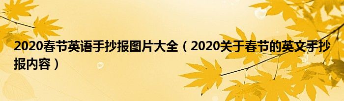 2020春节英语手抄报图片大全（2020关于春节的英文手抄报内容）