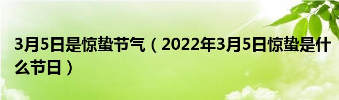 3月5日是惊蛰节气（2022年3月5日惊蛰是什么节日）