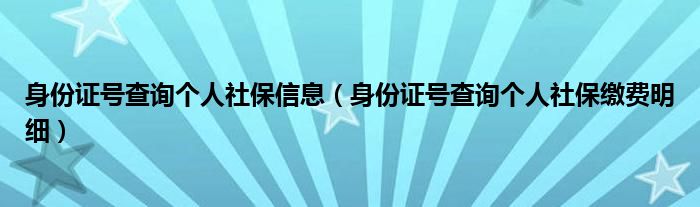 身份证号查询个人社保信息（身份证号查询个人社保缴费明细）