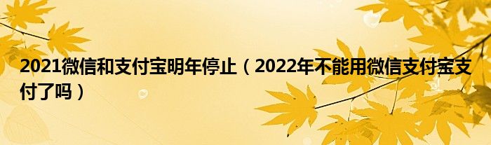 2021微信和支付宝明年停止（2022年不能用微信支付宝支付了吗）