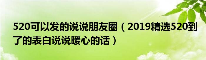 520可以发的说说朋友圈（2019精选520到了的表白说说暖心的话）