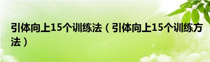 引体向上15个训练法（引体向上15个训练方法）