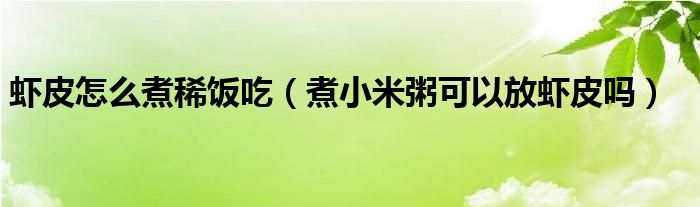 虾皮怎么煮稀饭吃（煮小米粥可以放虾皮吗）