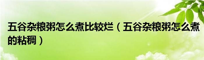 五谷杂粮粥怎么煮比较烂（五谷杂粮粥怎么煮的粘稠）