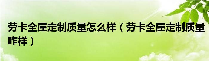 劳卡全屋定制质量怎么样（劳卡全屋定制质量咋样）