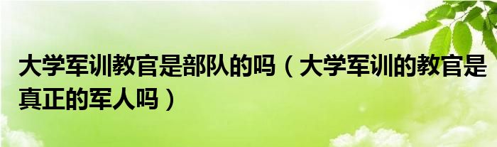 大学军训教官是部队的吗（大学军训的教官是真正的军人吗）