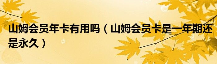 山姆会员年卡有用吗（山姆会员卡是一年期还是永久）