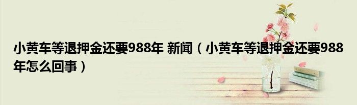 小黄车等退押金还要988年 新闻（小黄车等退押金还要988年怎么回事）