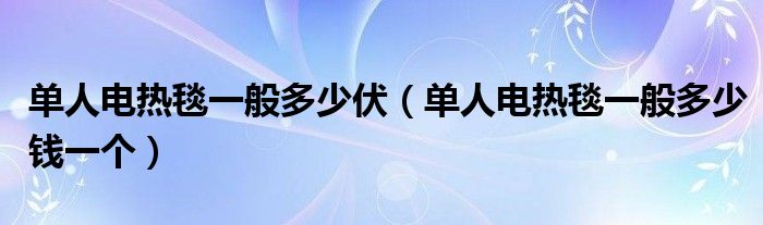 单人电热毯一般多少伏（单人电热毯一般多少钱一个）