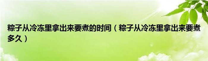 粽子从冷冻里拿出来要煮的时间（粽子从冷冻里拿出来要煮多久）