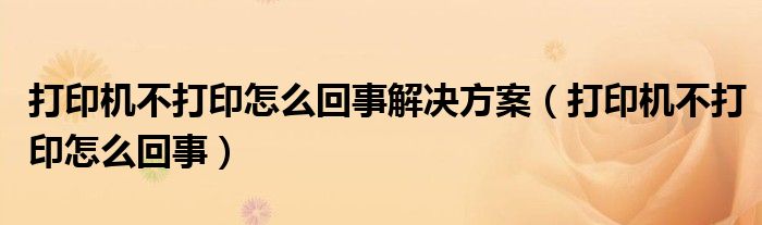 打印机不打印怎么回事解决方案（打印机不打印怎么回事）