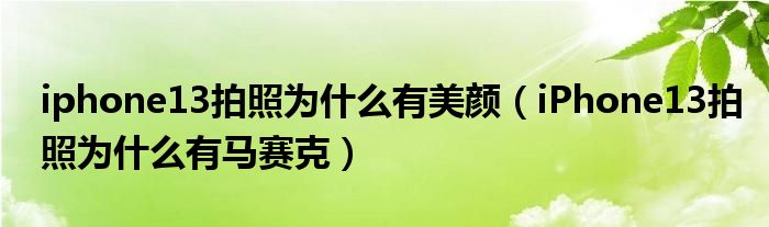 iphone13拍照为什么有美颜（iPhone13拍照为什么有马赛克）