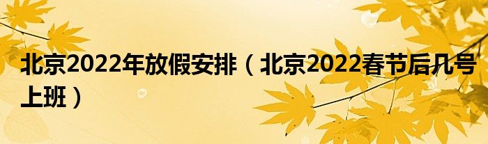 北京2022年放假安排（北京2022春节后几号上班）