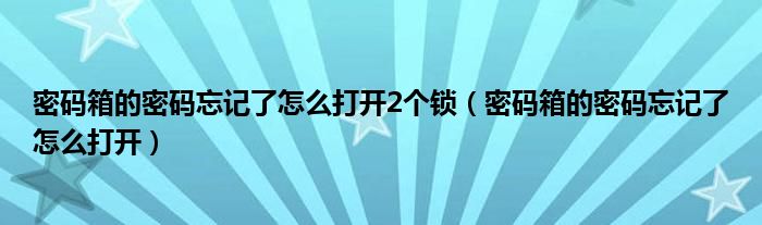 密码箱的密码忘记了怎么打开2个锁（密码箱的密码忘记了怎么打开）