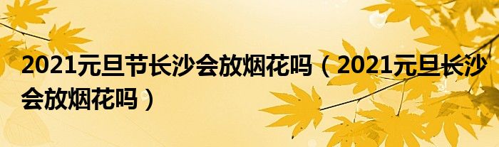 2021元旦节长沙会放烟花吗（2021元旦长沙会放烟花吗）