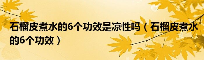 石榴皮煮水的6个功效是凉性吗（石榴皮煮水的6个功效）