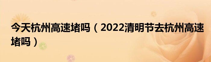 今天杭州高速堵吗（2022清明节去杭州高速堵吗）