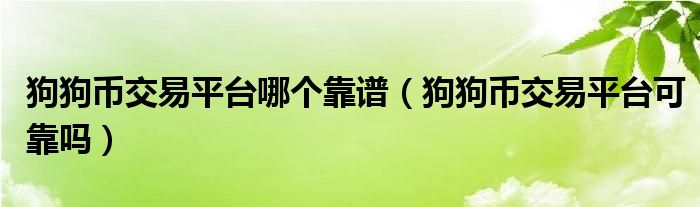 狗狗币交易平台哪个靠谱（狗狗币交易平台可靠吗）