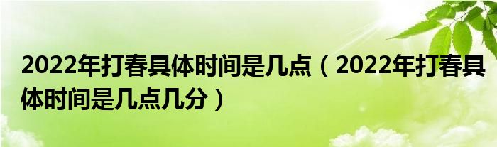 2022年打春具体时间是几点（2022年打春具体时间是几点几分）