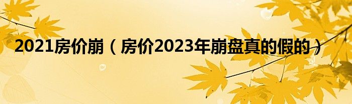 2021房价崩（房价2023年崩盘真的假的）