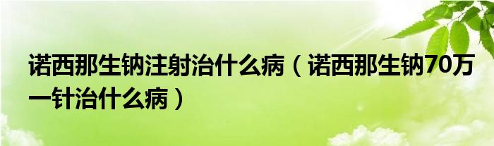 诺西那生钠注射治什么病（诺西那生钠70万一针治什么病）