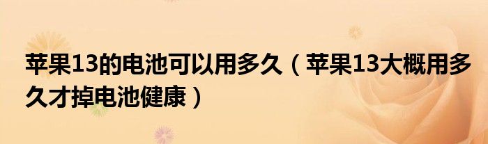 苹果13的电池可以用多久（苹果13大概用多久才掉电池健康）