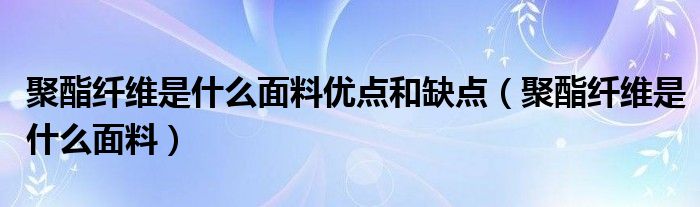 聚酯纤维是什么面料优点和缺点（聚酯纤维是什么面料）