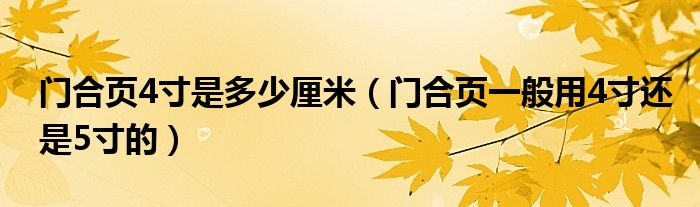 门合页4寸是多少厘米（门合页一般用4寸还是5寸的）