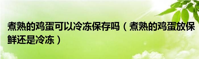 煮熟的鸡蛋可以冷冻保存吗（煮熟的鸡蛋放保鲜还是冷冻）