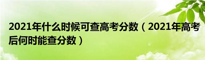 2021年什么时候可查高考分数（2021年高考后何时能查分数）