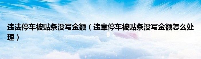 违法停车被贴条没写金额（违章停车被贴条没写金额怎么处理）