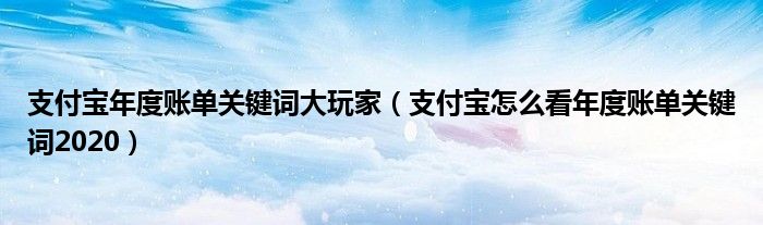 支付宝年度账单关键词大玩家（支付宝怎么看年度账单关键词2020）