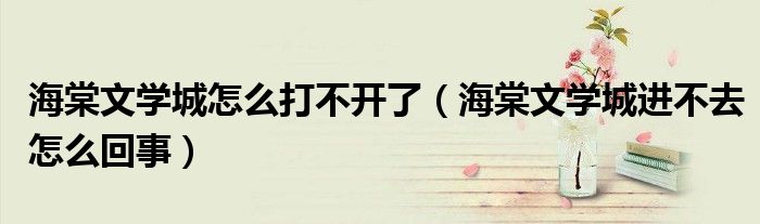 海棠文学城怎么打不开了（海棠文学城进不去怎么回事）