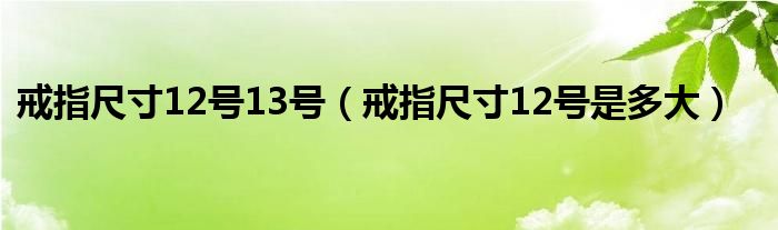 戒指尺寸12号13号（戒指尺寸12号是多大）