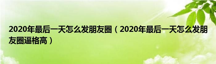 2020年最后一天怎么发朋友圈（2020年最后一天怎么发朋友圈逼格高）