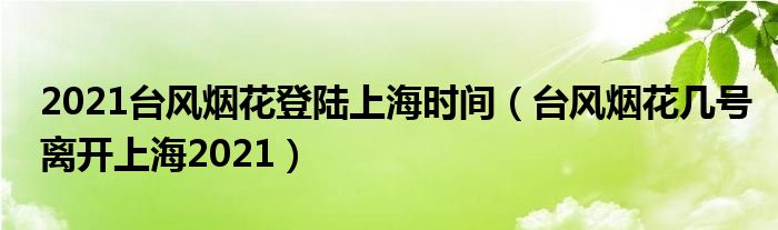 2021台风烟花登陆上海时间（台风烟花几号离开上海2021）