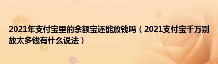 2021年支付宝里的余额宝还能放钱吗（2021支付宝千万别放太多钱有什么说法）