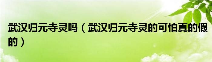 武汉归元寺灵吗（武汉归元寺灵的可怕真的假的）