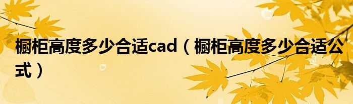 橱柜高度多少合适cad（橱柜高度多少合适公式）