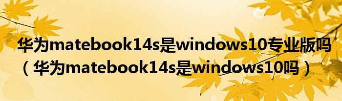 华为matebook14s是windows10专业版吗（华为matebook14s是windows10吗）