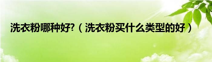 洗衣粉哪种好?（洗衣粉买什么类型的好）