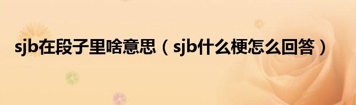 sjb在段子里啥意思（sjb什么梗怎么回答）