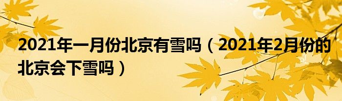 2021年一月份北京有雪吗（2021年2月份的北京会下雪吗）