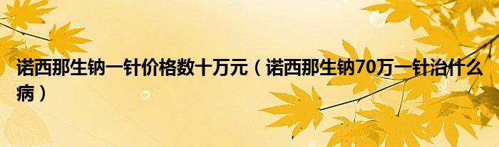 诺西那生钠一针价格数十万元（诺西那生钠70万一针治什么病）