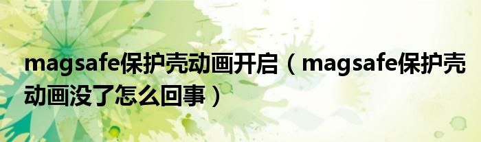 magsafe保护壳动画开启（magsafe保护壳动画没了怎么回事）